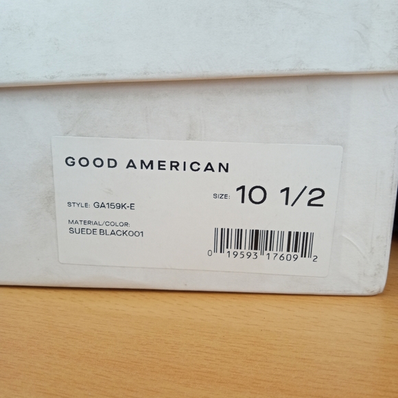 NIB Good American Square Toe Chunky Heel Strappy Sandals in Black Suede Sz. 10.5 - Picture 7 of 8